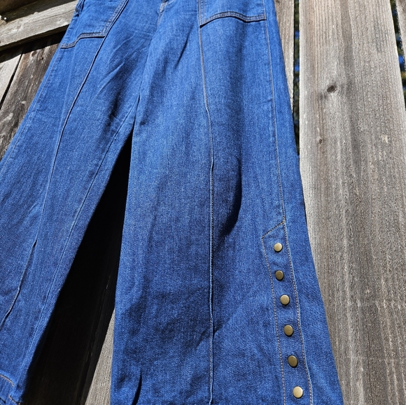 Anthropologie Pilcro & The Letterpress Size 26 Wide leg Snap Bottom buttonJeans - Picture 2 of 9